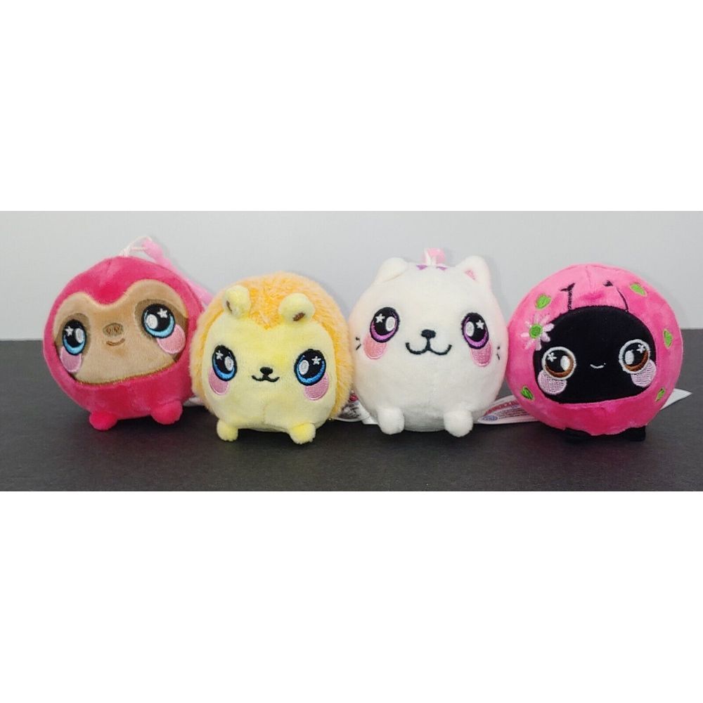 Squeezamals 3" Plush Sloth Hedgehog Cat Ladybug Lot Of 4